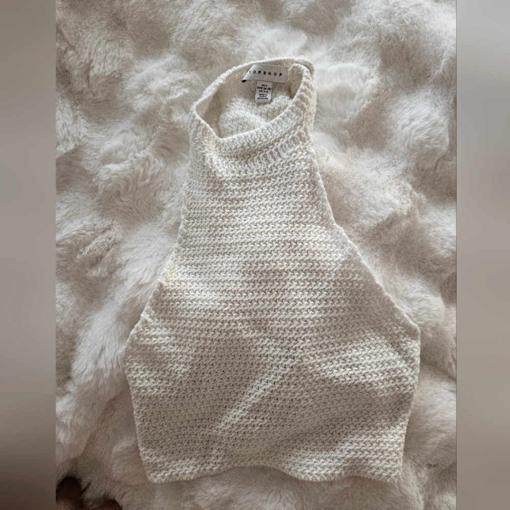 Topshop crochet knit halter top